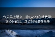 今天早上醒来：糖心vlog在线教学；糖心tv官网。这波到底谁在搞事